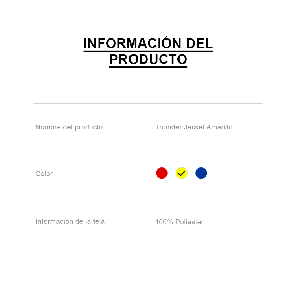 chamarra Thunder Jacket Amarillo Mooto información