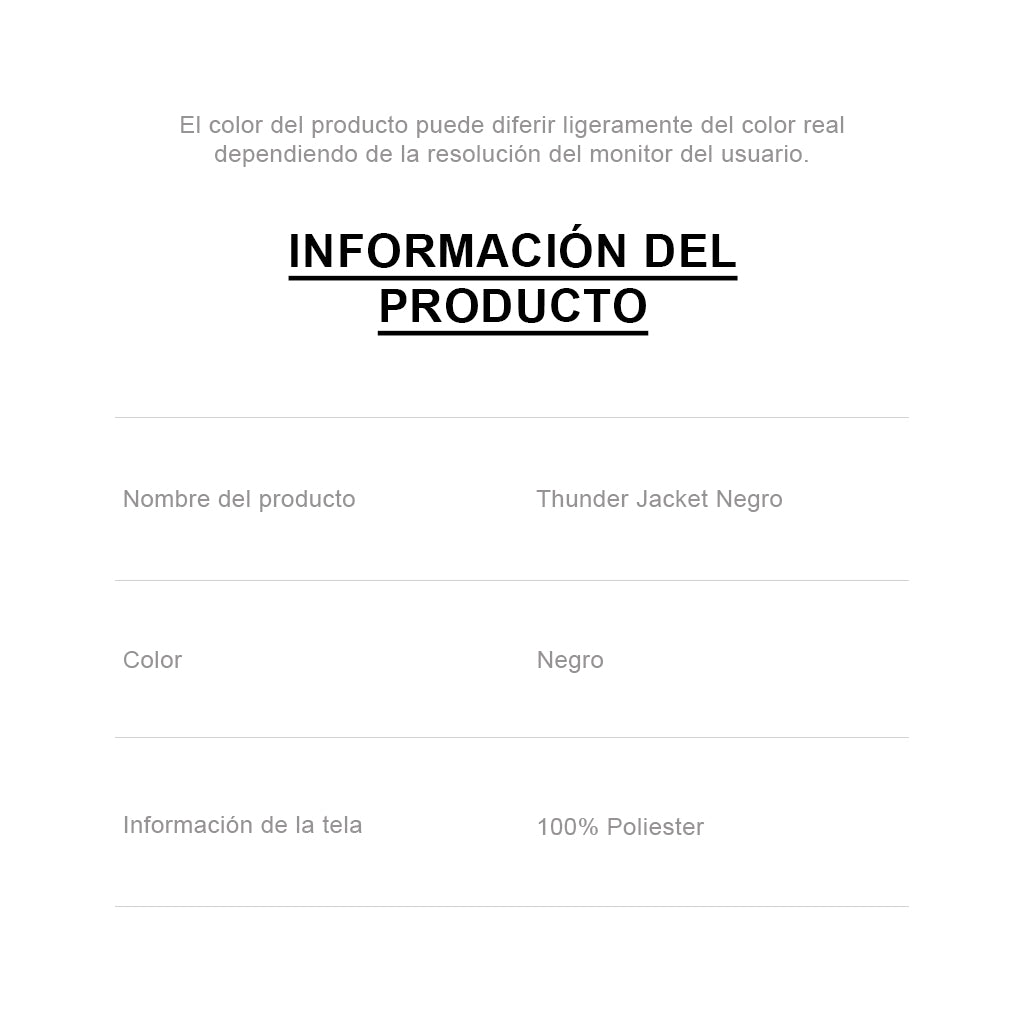chamarra Thunder Jacket Negro Mooto información