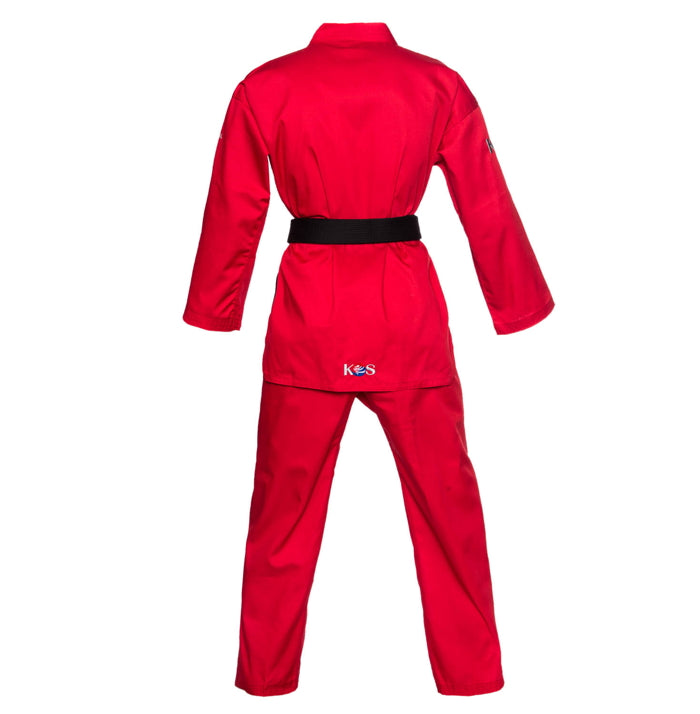 dobok rojo de Taekwondo, vista trasera