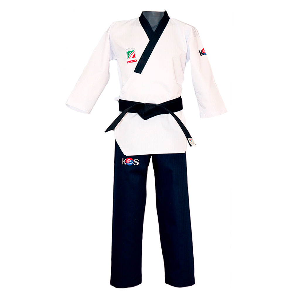 Dobok de Taekwondo Dan Hombre de formas Poomsae, vista frontal