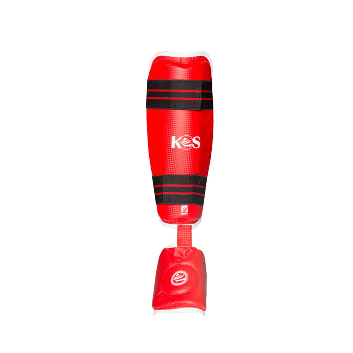 Espinilleras con Empeine Desprendible Moosa KOS rojo, frente