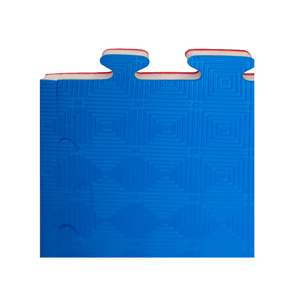 Piso Gold Mat azul/rojo detalle