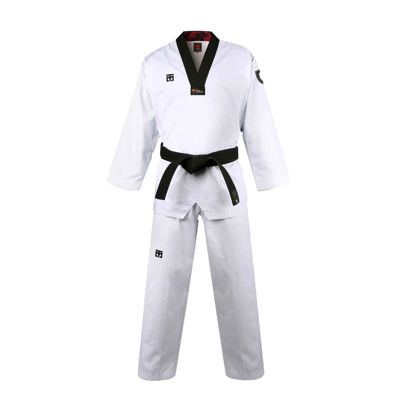 dobok de Taekwondo básico con cuello negro S.4.5 de MOOTO, vista frontal