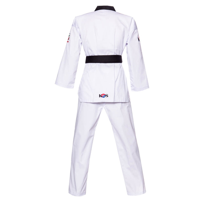 Dobok de Taekwondo con cuello negro, vista trasera