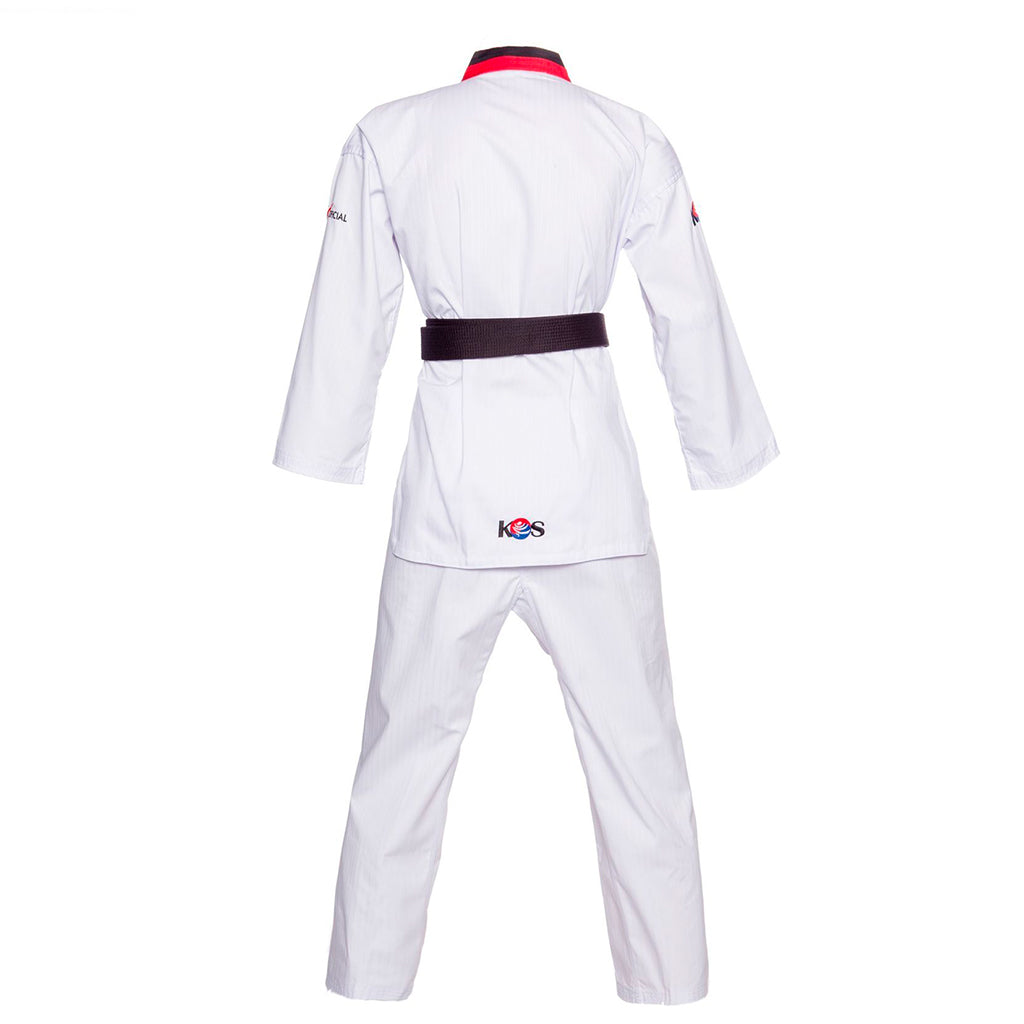Dobok de Taekwondo con cuello poom, vista trasera